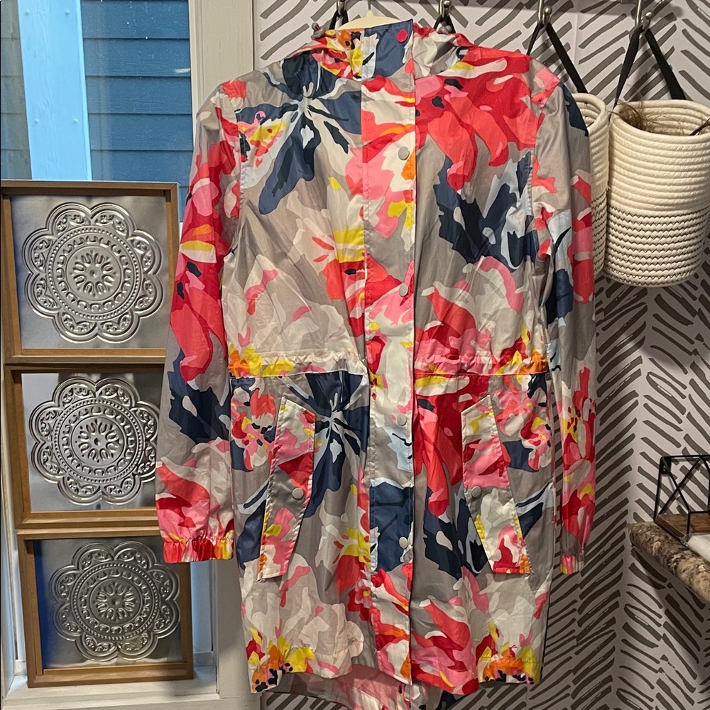 Joules Multicolor Floral Utility Jacket - Pink, Navy, Yellow, Gray
